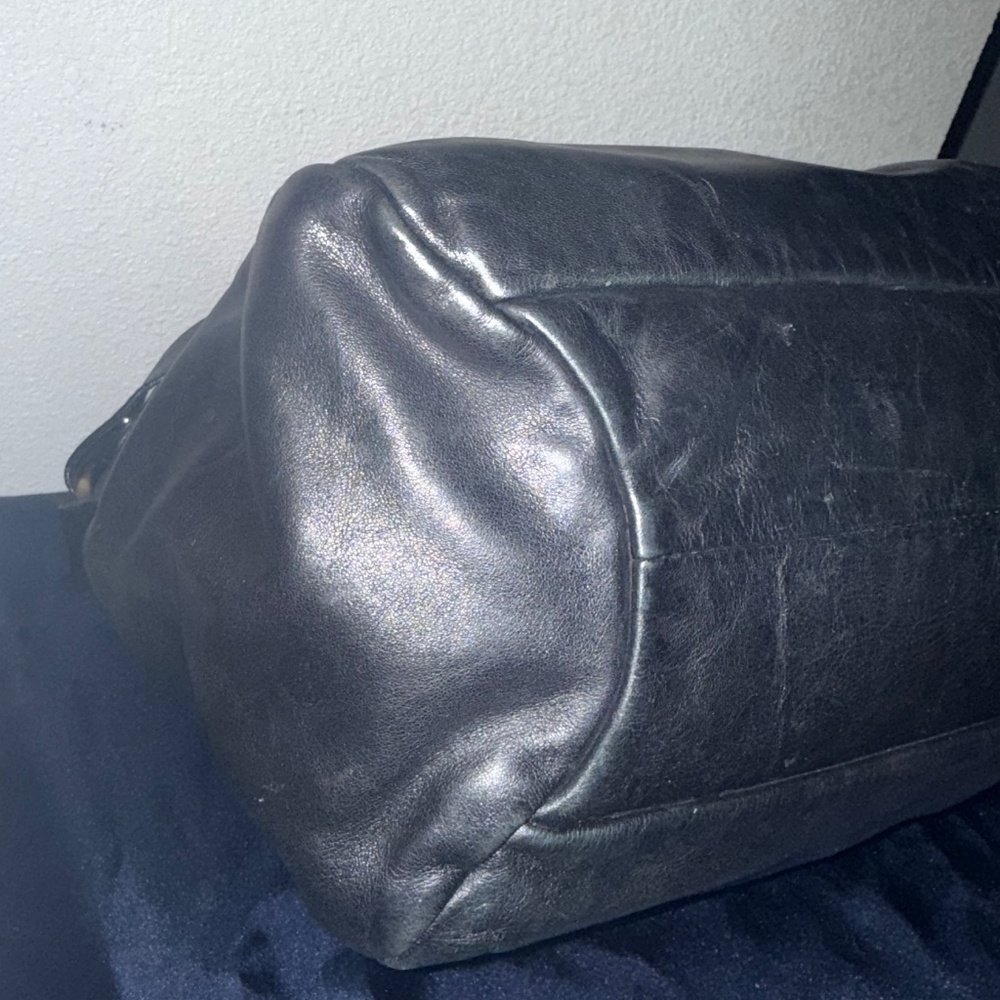 Francesca Biasia Black Leather Satchel Handbag EUC - Picture 7 of 13